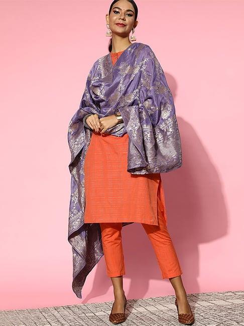 rang gali purple printed dupatta