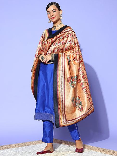 rang gali beige floral print dupatta