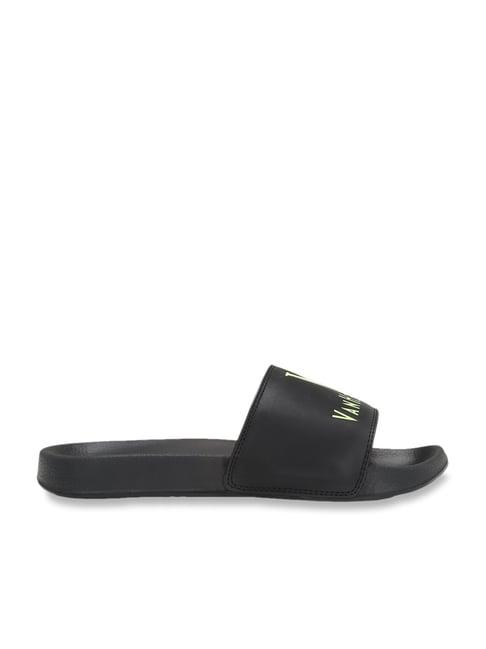 van heusen men's black slides