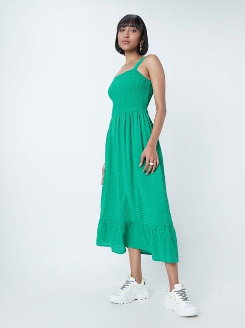 nuon by westside green smocked dress