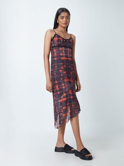 nuon by westside orange printed dress