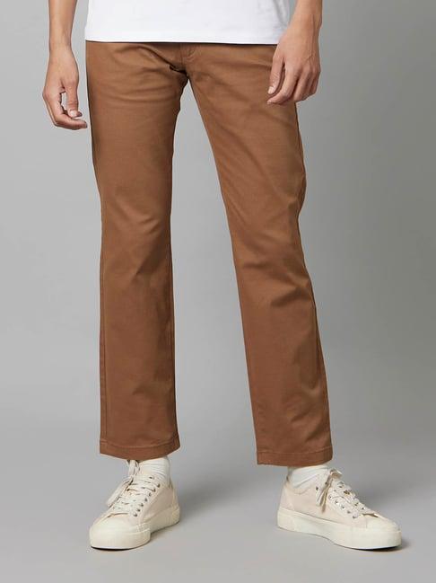 celio* brown straight fit trousers