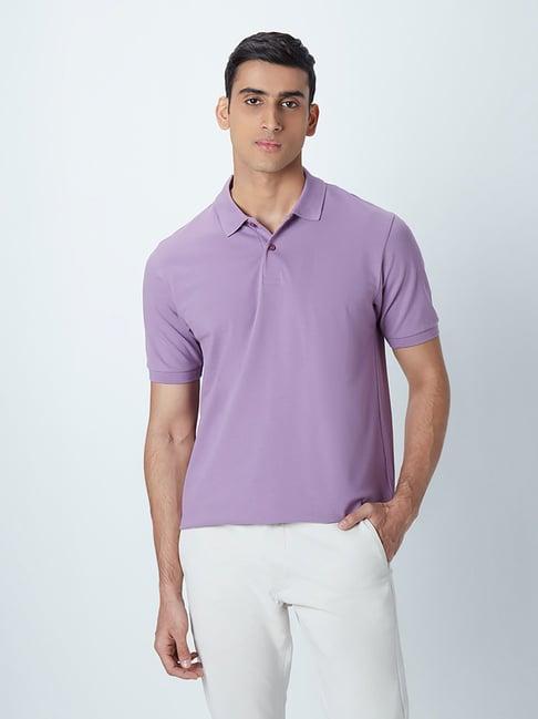 wes casuals by westside lavender relaxed-fit polo t-shirt