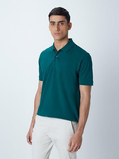 wes casuals by westside teal relaxed-fit polo t-shirt