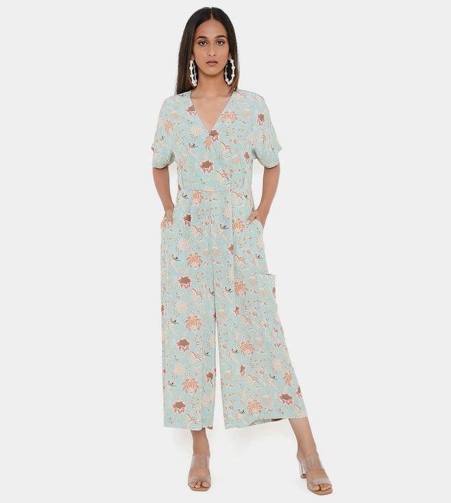 ps pret by payal singhal aqua chidiya print crepe jumpsuit