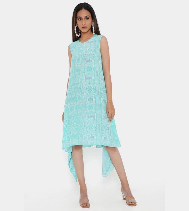 ps pret by payal singhal aqua ps print crepe side tail tunic