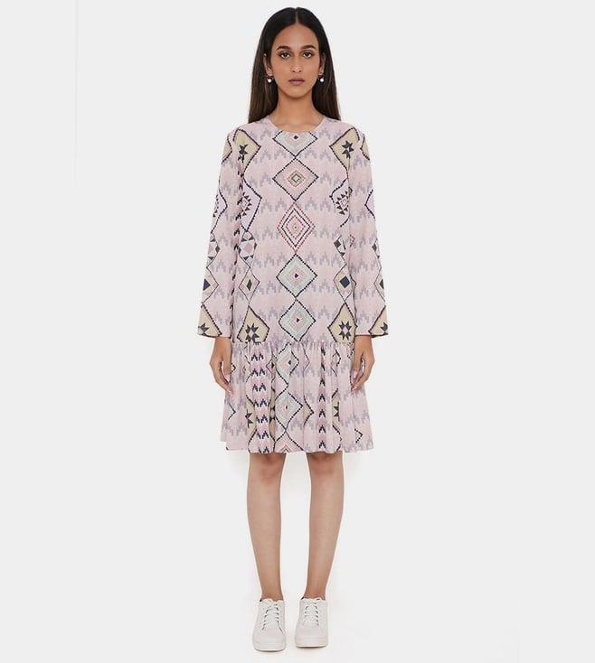 ps pret by payal singhal blush mosaic diamond print art crepe frill hem tunic