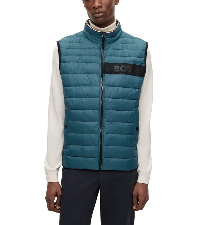 boss turquoise & aqua water repellent padded regular fit gilet jacket