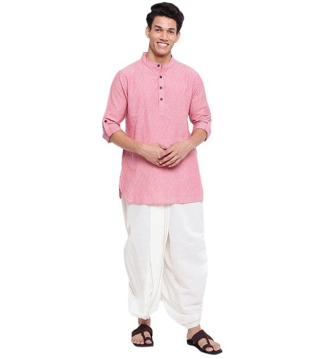 fabindia pink printed kurta & dhoti set