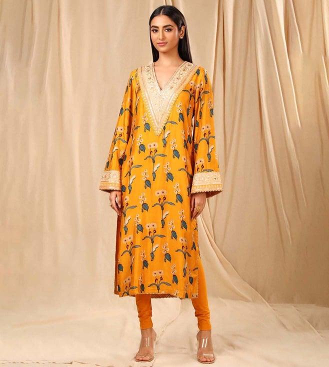 masaba mustard spring blossom kurta