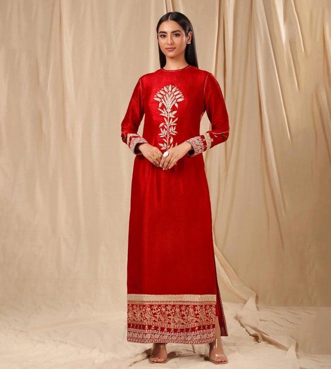 masaba red spring blossom kurta