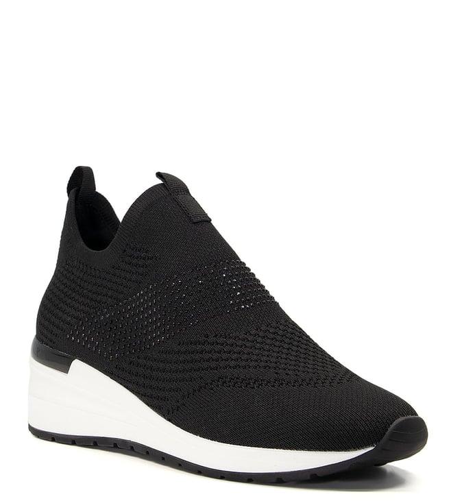 dune london women's erika embellished black slip on sneakers