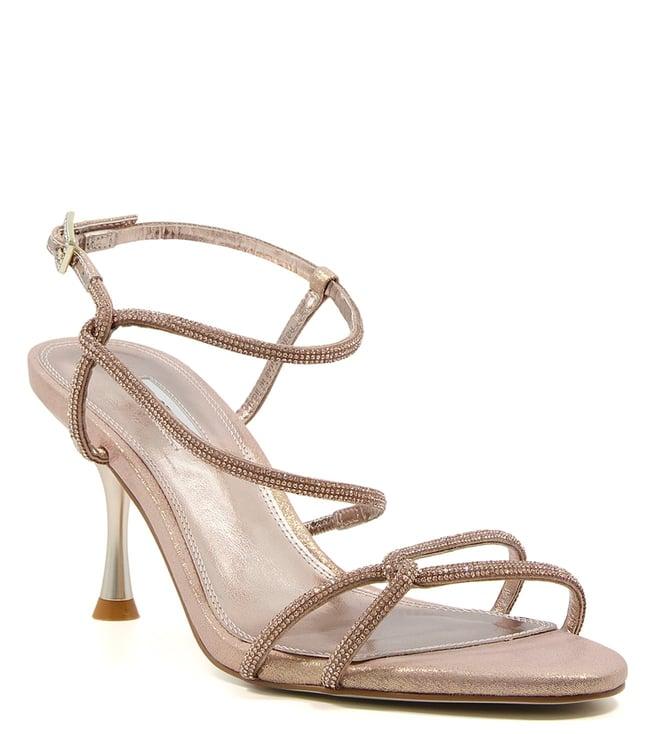 dune london women's majestys embellished rose gold ankle strap sandals