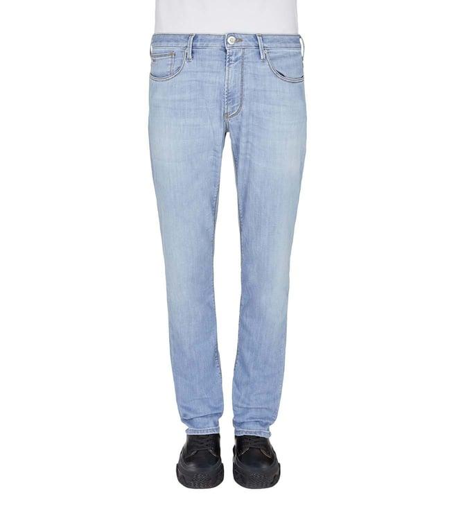 emporio armani j06 slim denim blue lightly washed mid rise jeans