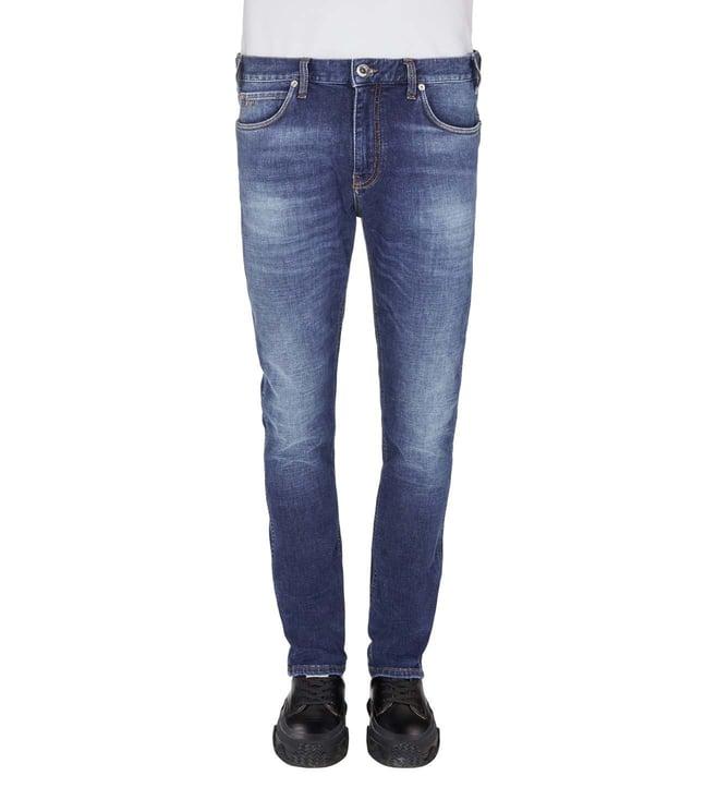 emporio armani j16 slim denim blue lightly washed mid rise jeans