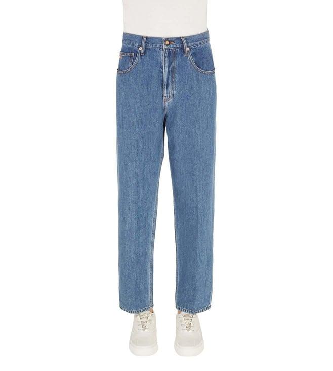 emporio armani relaxed denim blue lightly washed mid rise jeans