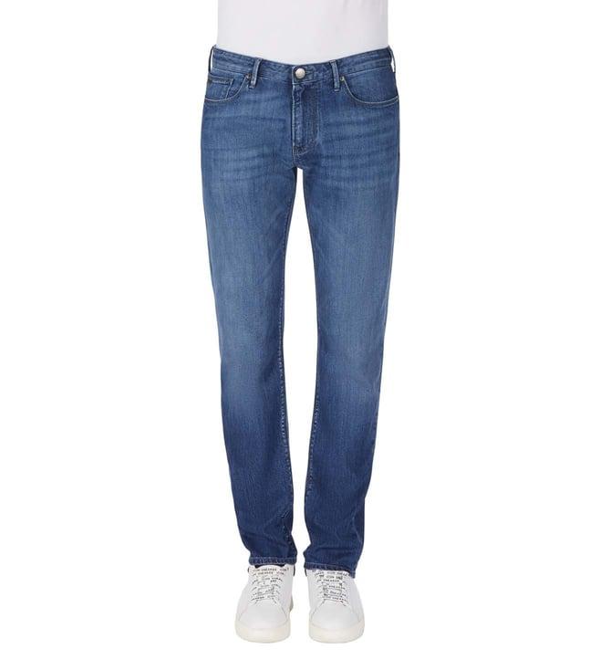 emporio armani j06 slim denim blue lightly washed mid rise jeans