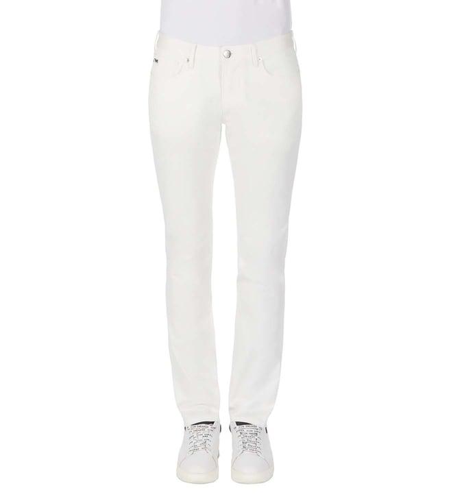 emporio armani j06 slim bianco caldo lightly washed mid rise jeans