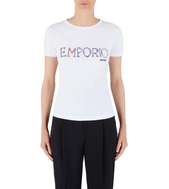 emporio armani bianco ottico logo regular fit t-shirt