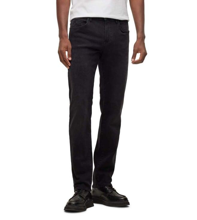 boss slim charcoal lightly washed mid rise jeans