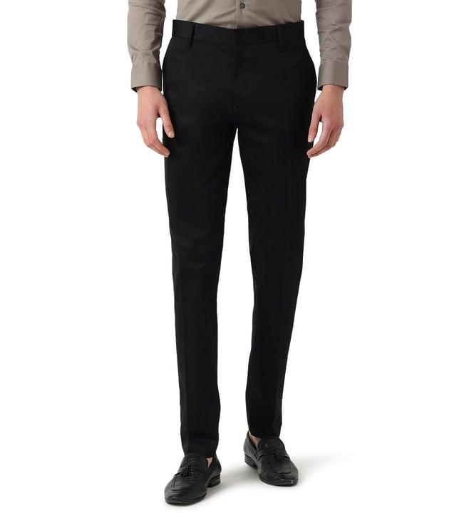 emporio armani nero regular fit flat front trousers