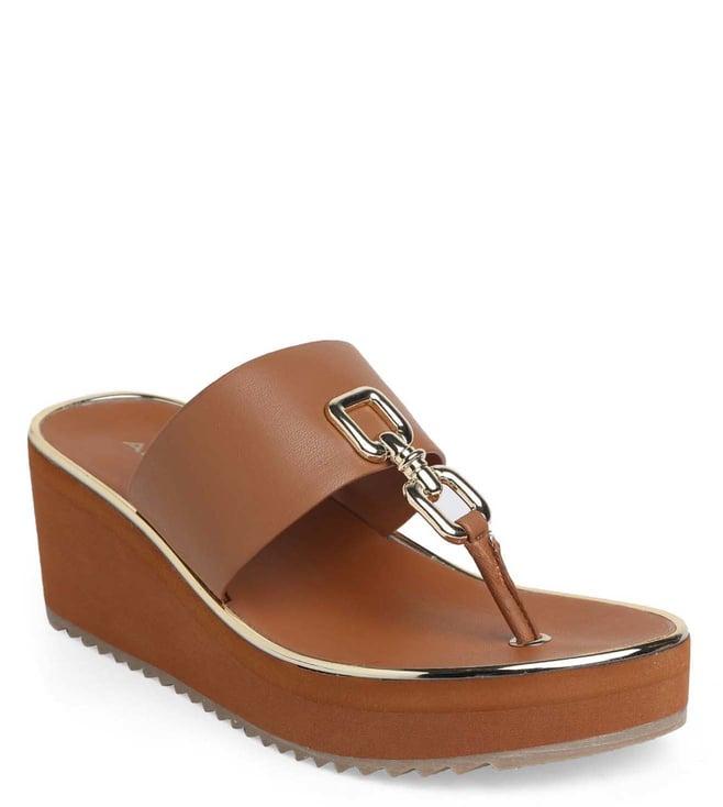 aldo women's maesllan210 brown t-strap wedges