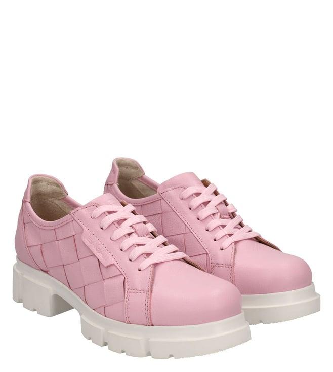 bagatt women's fabella woven lace up leather pink sneakers