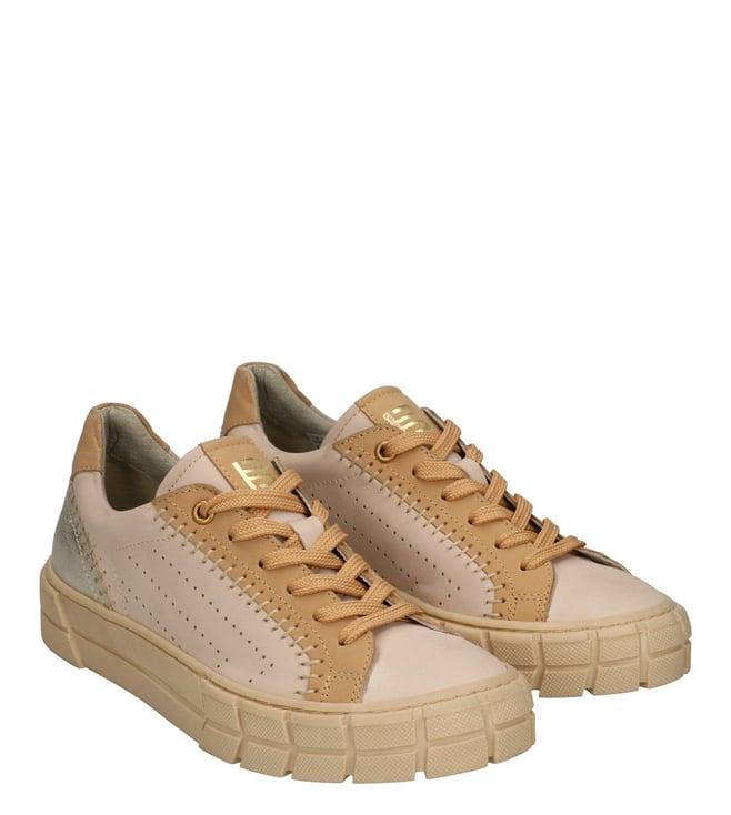 bagatt women's tia perforated nubuck beige sneakers