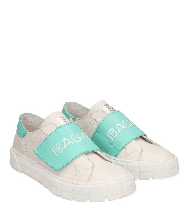 bagatt women's tia logo leather white & light blue sneakers