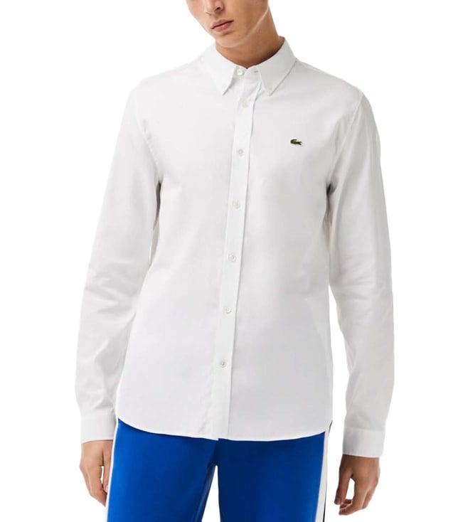 lacoste white slim fit shirt