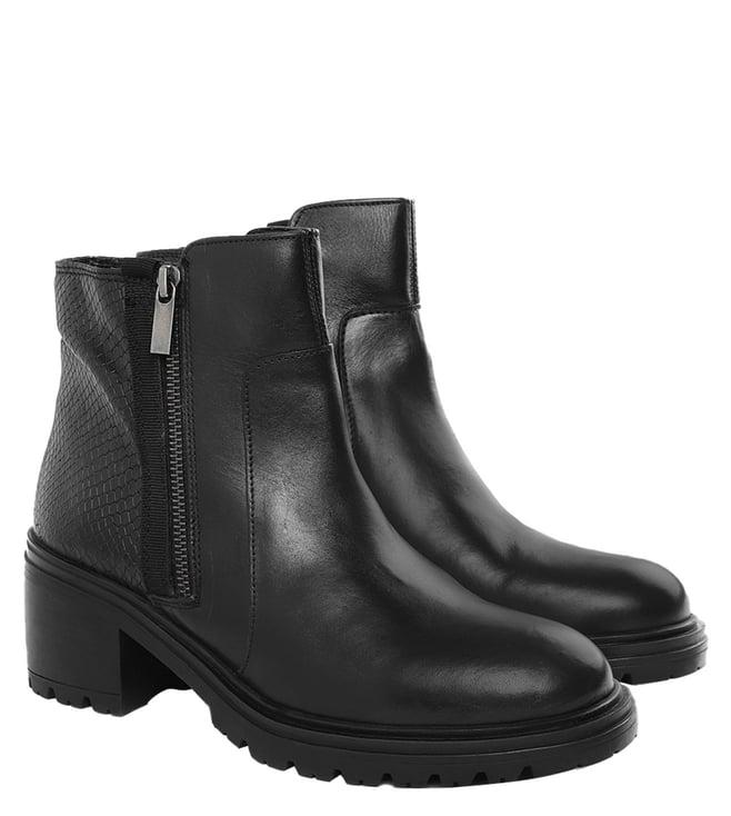 geox women's damiana b black ankle boots (animal effect)