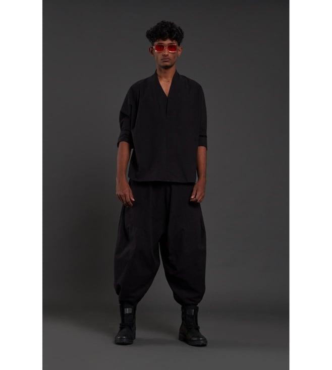 mati black overlap baggy shirt with pant