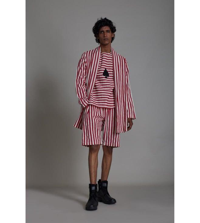 mati oatmeal striped red shawl jacket