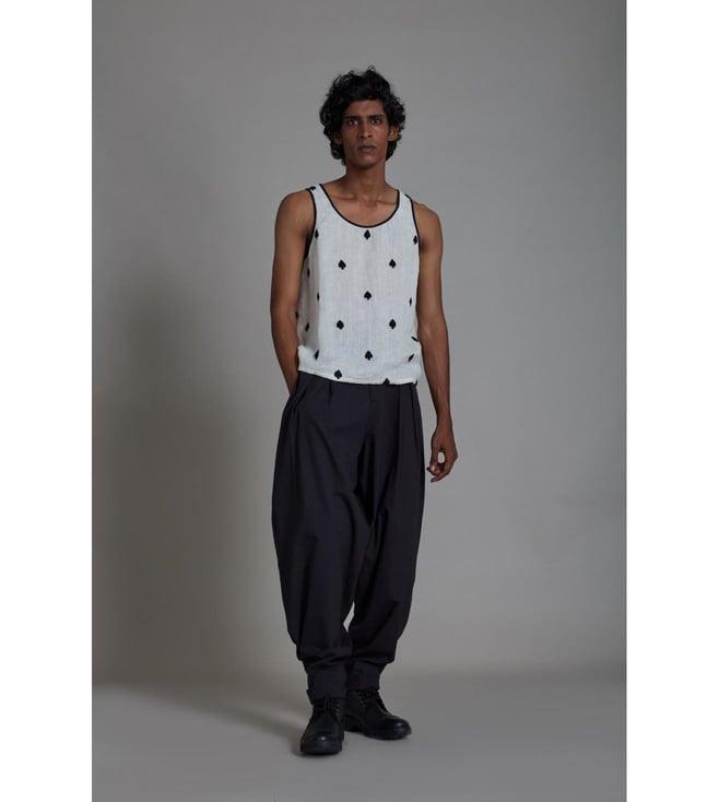 mati oatmeal & black linen tank top with pant