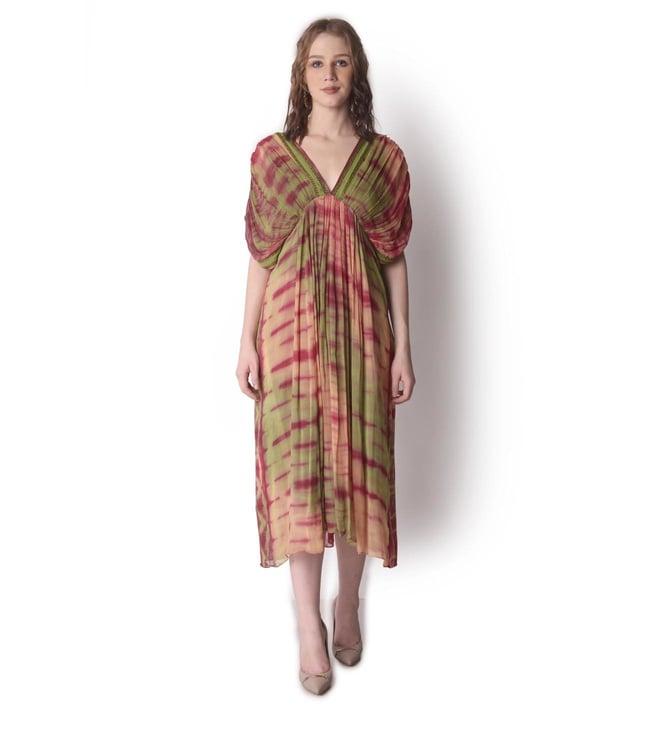 shwetanga multi-colour mataari-ii tie-dye gathered dress.