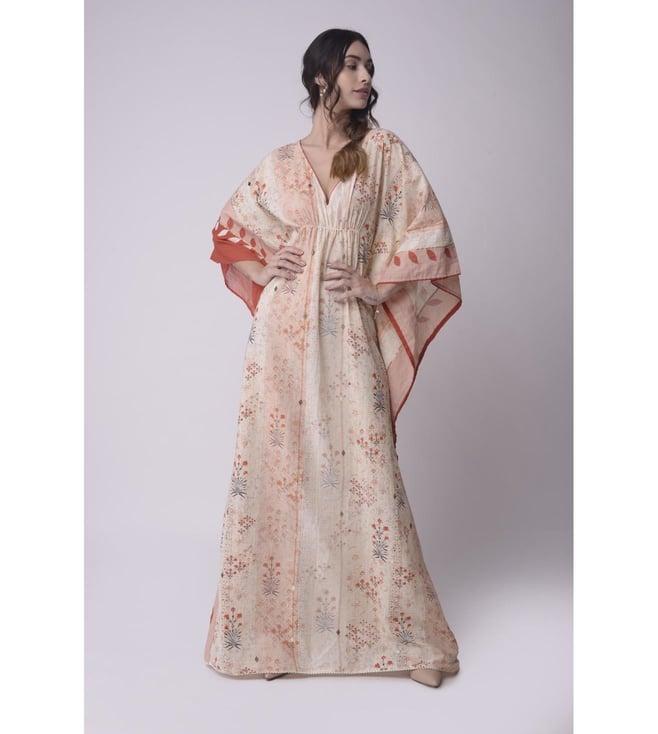 shwetanga ivory gulzaar printed patchwork kaftan