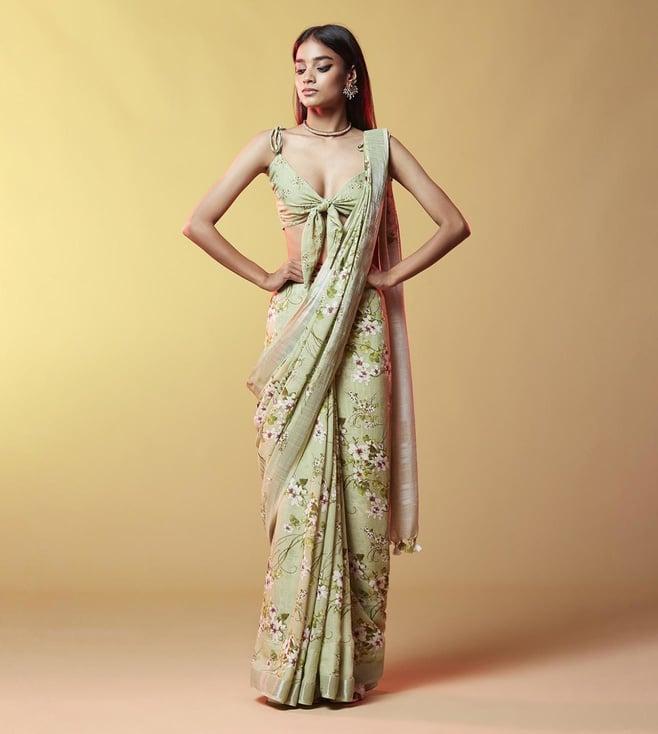 phatakaa mint the bridesmaid shop cocktail printed cotton saree