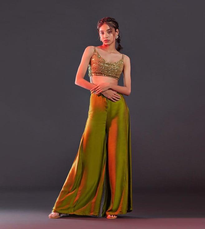 phatakaa olive the bridesmaid shop cocktail top with sharara pant