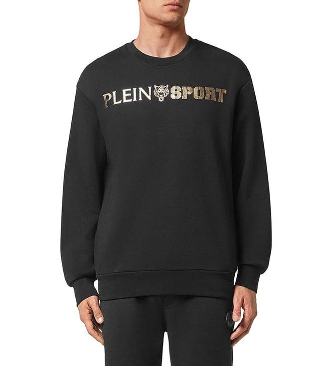 plein sport black & gold ls statement logo regular fit sweatshirt