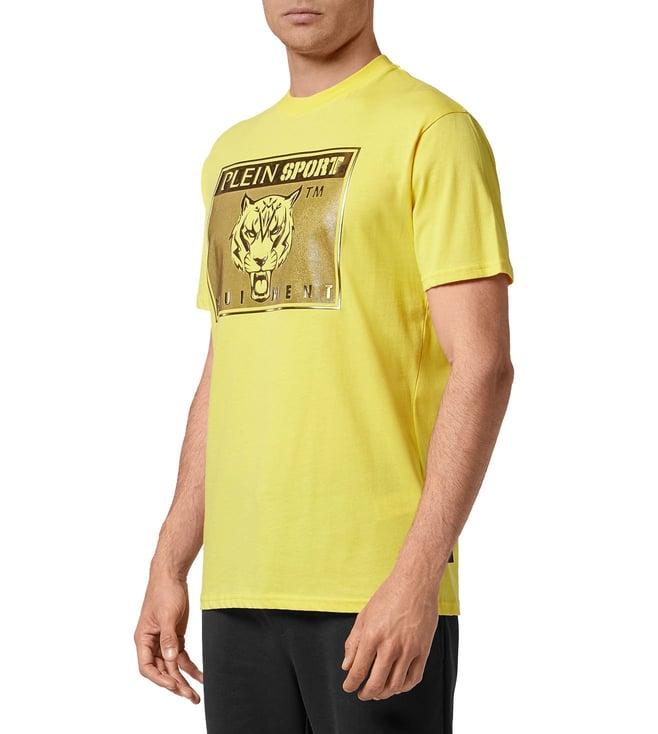 plein sport yellow ss statement logo regular fit t-shirt