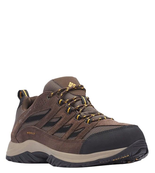 columbia men's crestwood waterproof brown sneakers