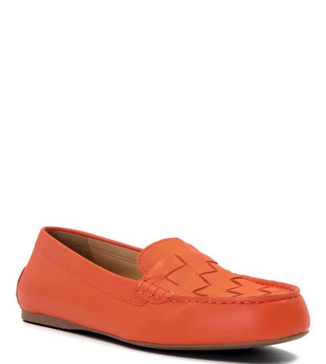 dune london women's greene orange loafers