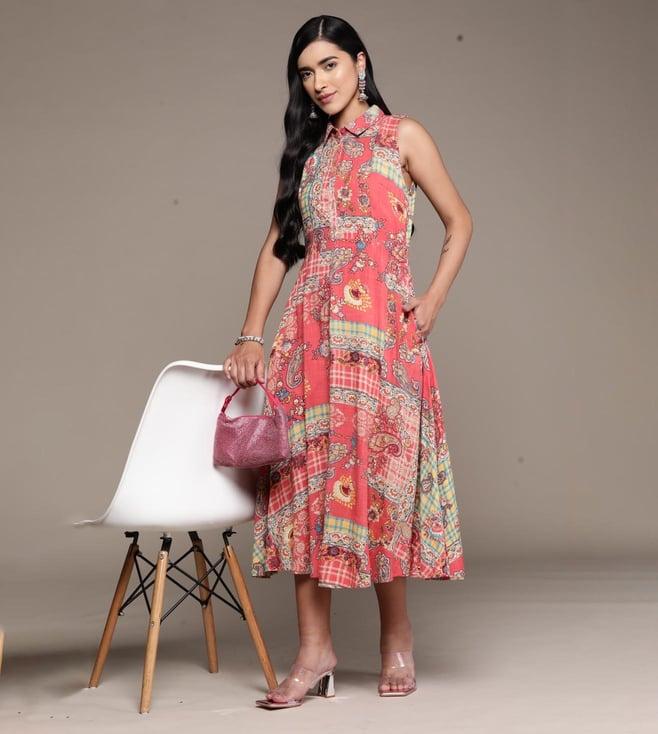 aarke ritu kumar pink printed shirt dress