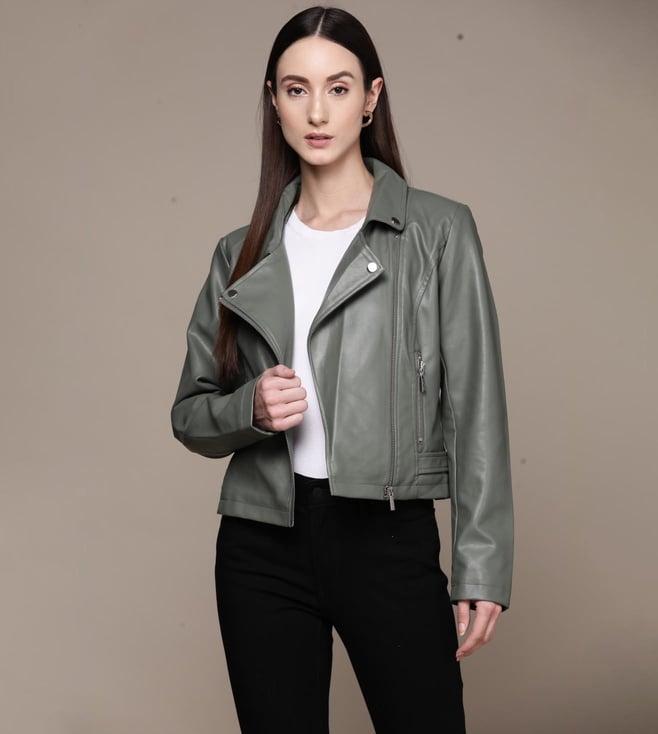 label ritu kumar sage green biker jacket