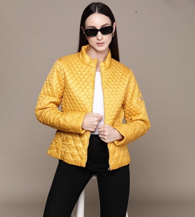 label ritu kumar yellow solid puffer jacket