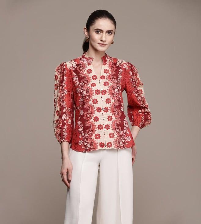 label ritu kumar red printed shirt