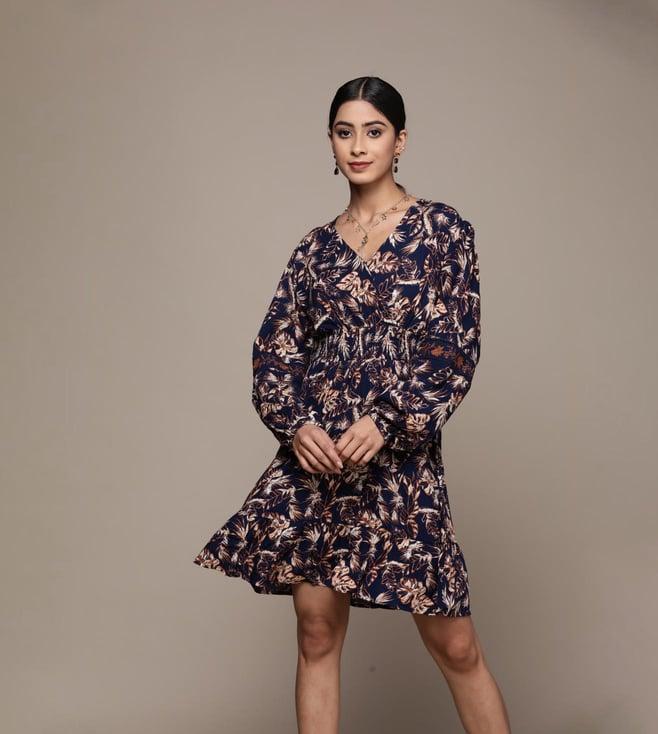 label ritu kumar navy paisley printed short dress