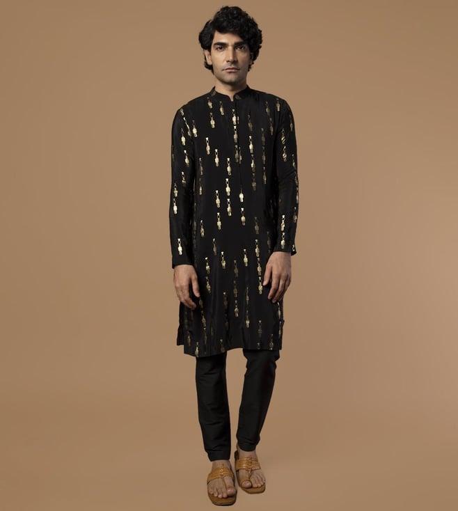 masaba black tribal pillar kurta