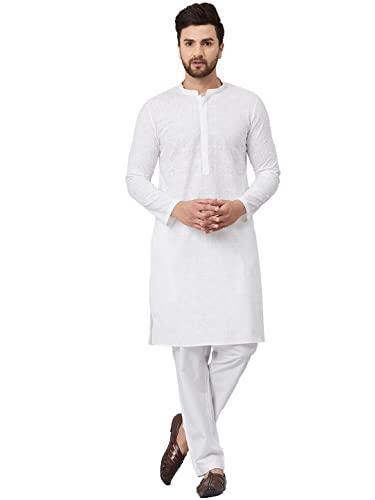 see designs women white green chikankari embroidered woven design straight kurta with pyjama - sdkt91601m (m)