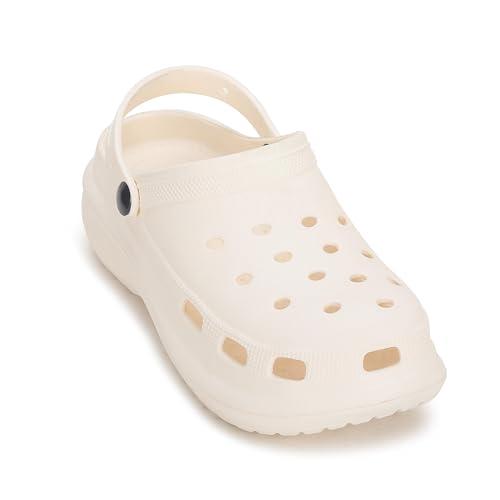 cassiey latest lightweight clasic crush clogs for women's and girls | girl's indoor & outdoor sandals, heeled clogs- white